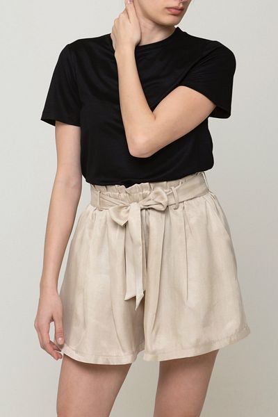 BASIC&CO Paloma Black Basic T-shirt - Crew Neck - Viscose Fabric