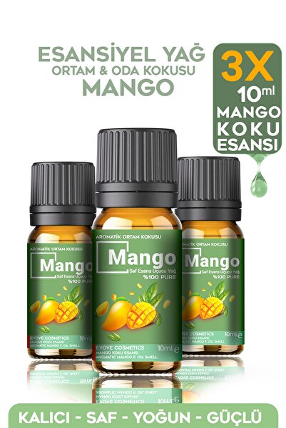 Evove Cosmetics Esansiyel Yağ Mango Tropik Oda Kokusu 3 Adet 10ml Set Aromati...