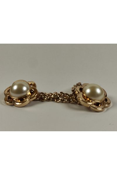 Kariyer Astar 1 Piece of 2.5 cm Total Length 12 cm Chain 9 cm Black Color White Pearl 2 Buttons