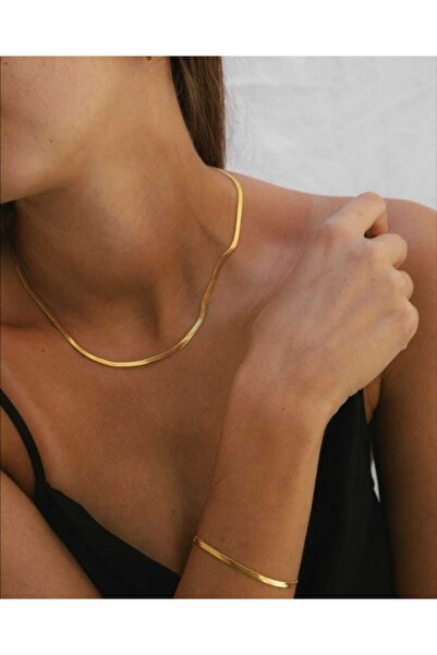 BORENO Kadın Italyan Ezme Set Çelik Üzeri Altın Kaplama