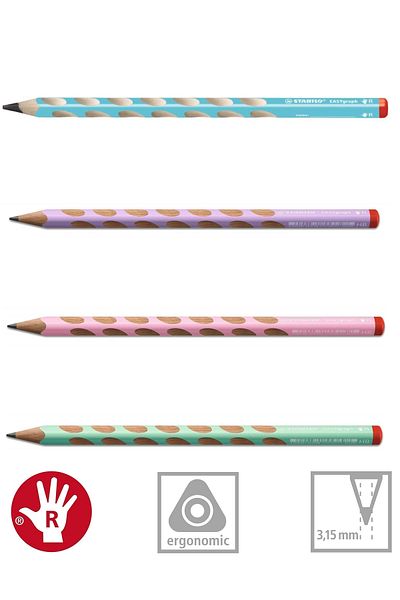 Stabilo 4Pcs Easyergo Right Hand Pen Pencil Pastel Colors
