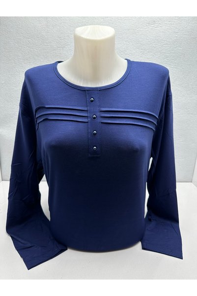 LÜKS MİRAYDA Self-Patterned Stone Lycra Summer Women's Jersey Blouse