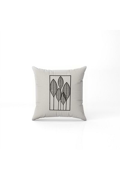 NT Handmade Μοτίβο φύλλων σε κρεμ δάπεδο τυπωμένο 42x42cm Βαμβακερή υφασμένη μαξιλαροθήκη μαξιλαριού