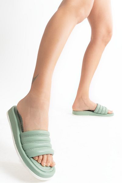 PASSAGE SHOES 6088 النعناع الأخضر لينة النعل المسطح النعال النسائية