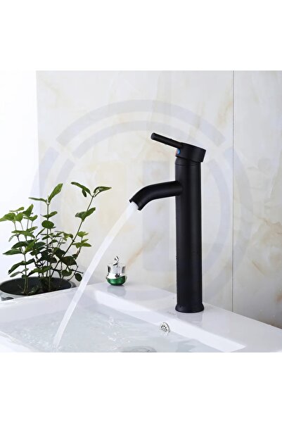 Kavisa Çanak Aç-kapa Lavabo Bataryası Siyah