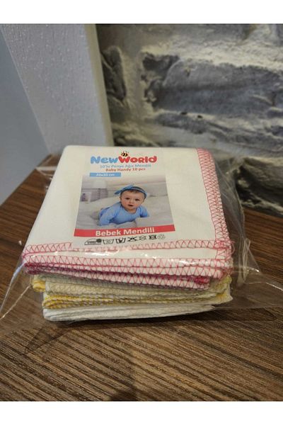 Newworld baby Newworld Baby 10-Piece Combed Cotton Mouth Diapers Pink-green-yellow-white Embroidered 20*20cm