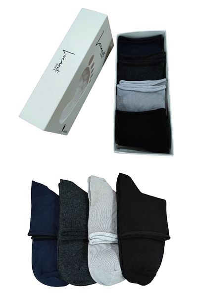 Leement socks 4 чифта къси нееластични чорапи за диабетици, памучни безшевни премиум серии