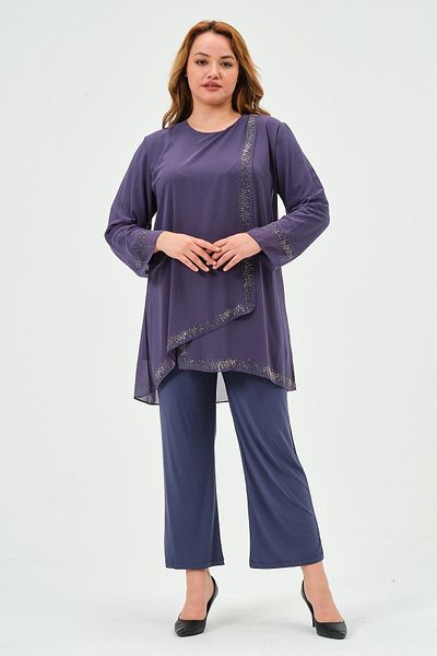 GLR&GYM Algın Women's Hijab Pants Evening Dress Chiffon Tunic Suit