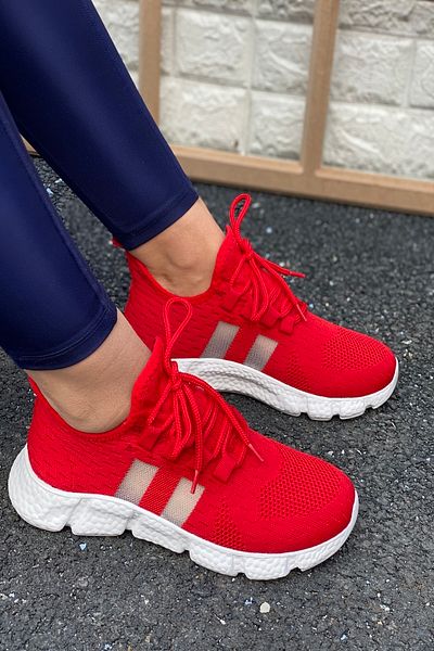 İnan Ayakkabı Women's Red Knitwear Sneakers
