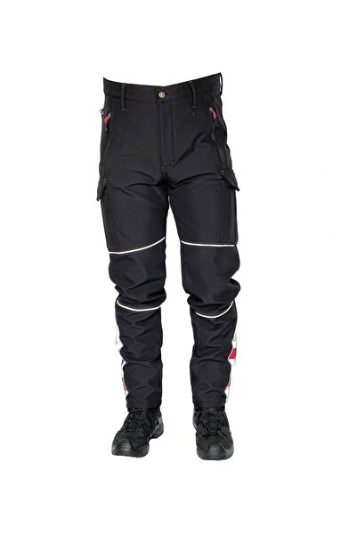Ysf WorkWear İş Market Kışlık Siyah Içi Polarlı Unisex Softshell Motorcu Pantolonu