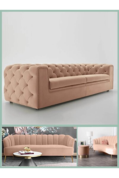 B'Dekor Mat Kadife Pudra Pembe Döşemelik Mobilya Kumaşı Birinci Kalite