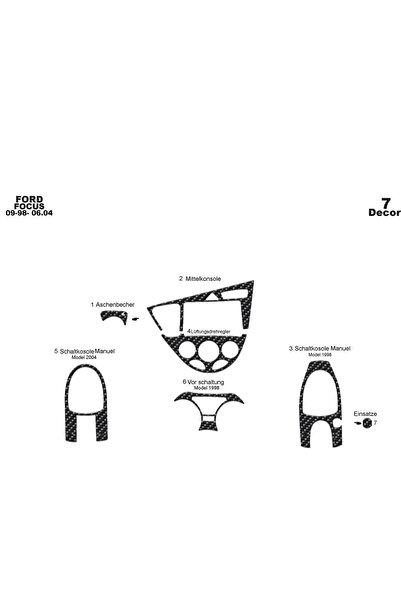 meriç cockpit design ميريتش ®   فورد فوكس توربيدو أمامي مطلي أسود لامع 7 قطع ...