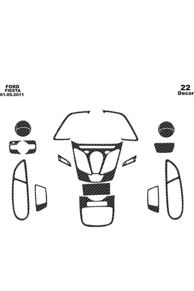 meriç cockpit design ميريتش ®   فورد فييستا تنجيد أمامي أسود لامع 22 قطعة 201...