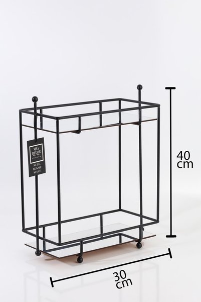 mba decor metal bending art Dikdörtgen Siyah Aynalı Kahve Yanı Sunumluk Hediyelik Dekorasyon Ikramlık Organizer Mdf Ahşap 40cm