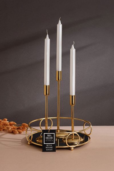mba decor metal bending art Round Gold Serving Presentation Tray Treats Gift Decoration Organizer 24cm Wedding Tableware Kitchen