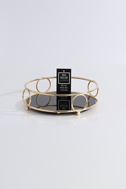 mba decor metal bending art Yuvarlak Gold Servis Sunum Tepsisi Ikramlık Hediyelik Dekorasyon Organizer 24cm Alyans Sofra Mutfak