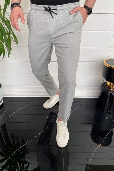 MODAMESTO Men's Gray Relaxed Fit Double Leg Jogger Pants