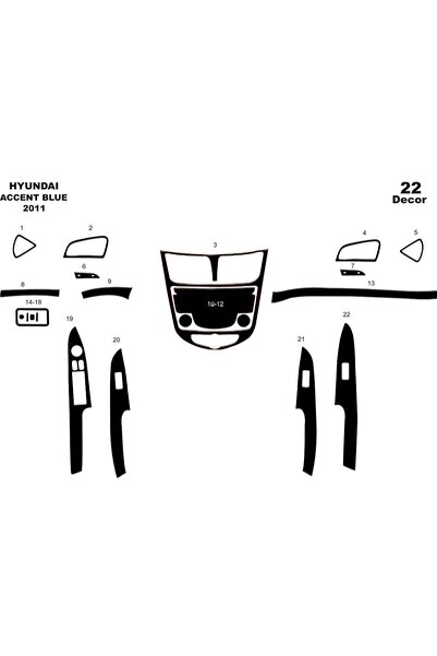 meriç cockpit design ميريتش ®   هيونداي أكسنت تراك أمامي أزرق مطلي أسود لامع ...