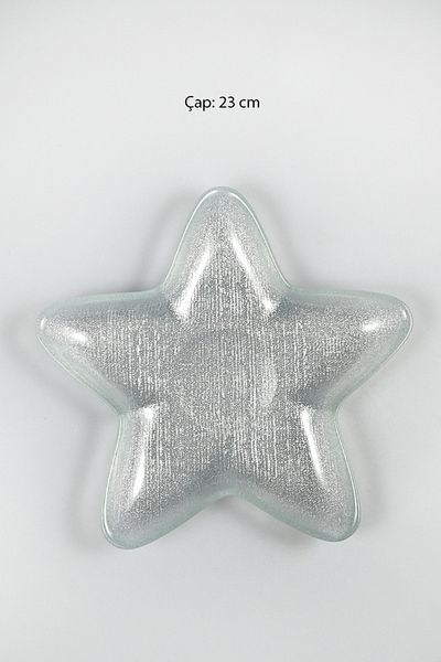 HERITAGE New Year's Silver Glitter Star Presentation Serving Plate Snack Bowl 23 cm