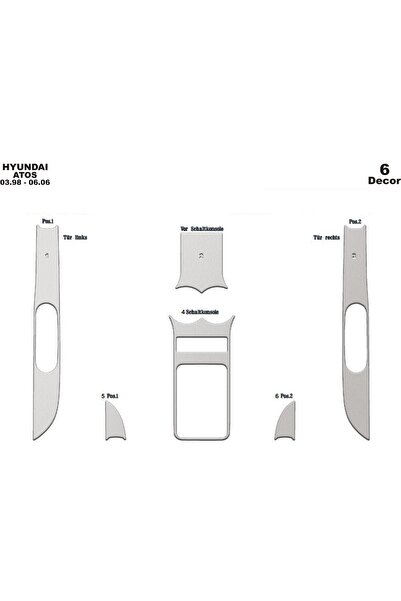 meriç cockpit design ميريتش ®   هيونداي اتوس توربيدو امامي مطلي الومنيوم 6 قط...
