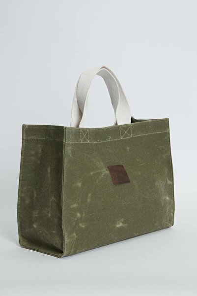Manuka Washing Effect Large Canvas Bag Military Green