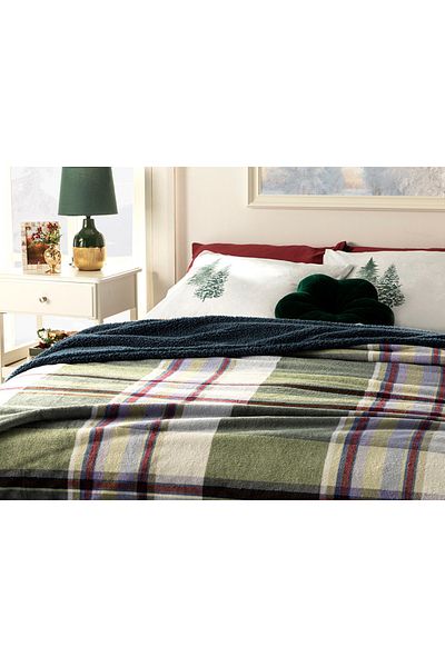 English Home Κουβέρτα Glen Sherpa Διπλή Μπλε-Πράσινη - 200x220 εκ.