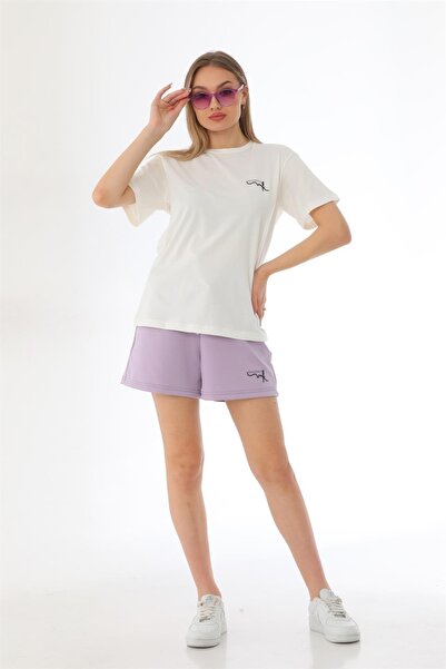 WestBound Γυναικείο T-shirt Σορτς Casual Sport Σετ, Σετ Πιτζάμες με Σορτς Λιλά