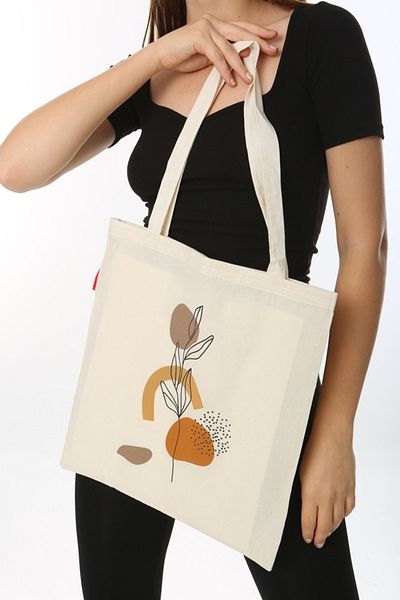 Serkan Çanta Bez Çanta Atölyesi Colorful Branch Printed Cloth Bag Tote Bag