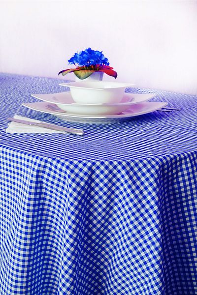 Soft Kare 170x170 Cm Față de masă Vichy, albastru, model pătrat mic, veselă, cârpă pentru picnic