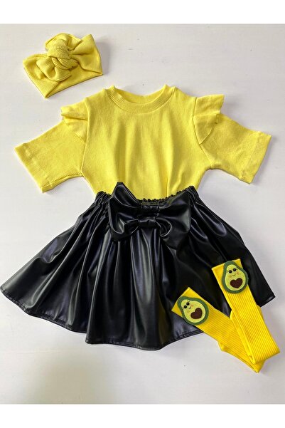 özge başaran Deri Etek, Badi Bandana Ve Diz Altı Çorap Takım