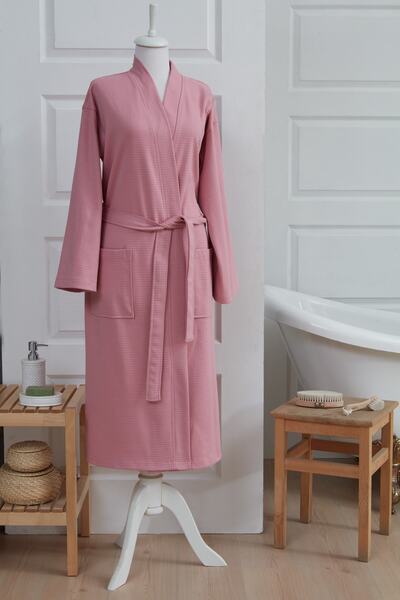 LaMir Home Tricot %100 Pamuk Örme Pike Bornoz-gül Kurusu