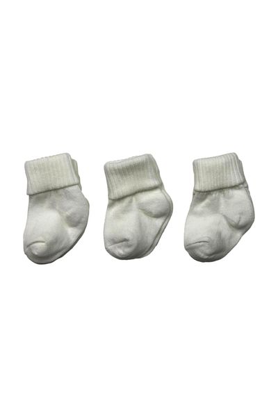 neocotton Solid Color 3-Piece Cotton Flexible Baby Socks with Cuffs
