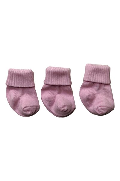 neocotton Solid Color 3-Piece Cotton Flexible Baby Socks with Cuffs