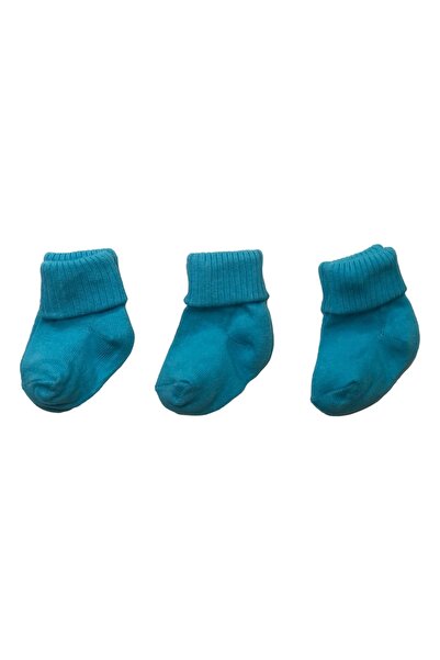 neocotton Duz Renk 3'lu Pamuklu Mansetlı Esnek Bebek Corabı