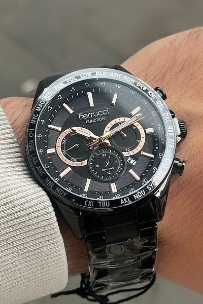Ferrucci Full Function Black Men's Wristwatch