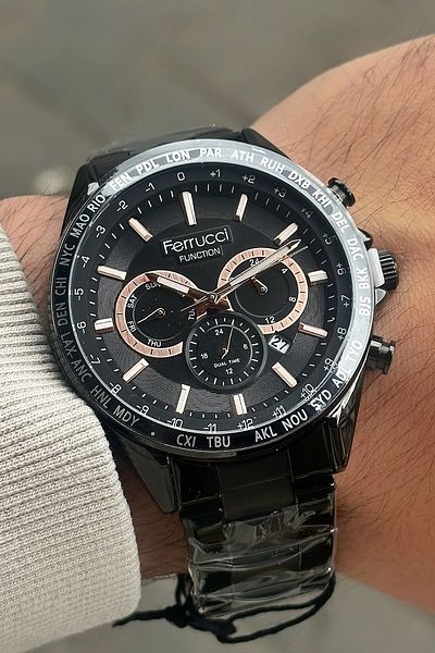 Ferrucci Full Function Black Men's Wristwatch