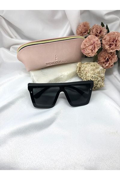 Di Caprio Cloch Rectangle Black Women's Sunglasses