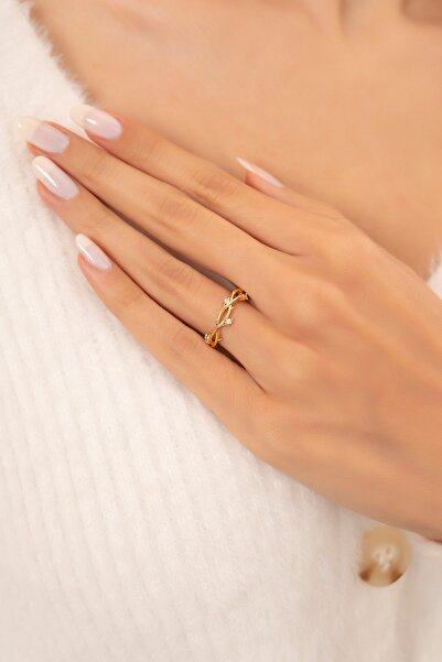Eva Jewelry Dal Model Sarmaşık Ayarlanabilir 14 K Gold Kaplama Kadın Yüzük