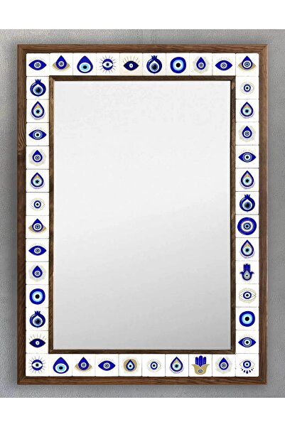 Oscar Stone Decor Masif Çerçeveli Mozaik Taş (mermer) Ayna 53x73 Cm Nazar Bon...