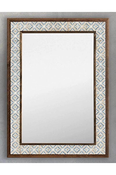 Oscar Stone Decor Ahşap Çerçeveli Mozaik Taş (mermer) Ayna 53x73 Cm Tile Dese...