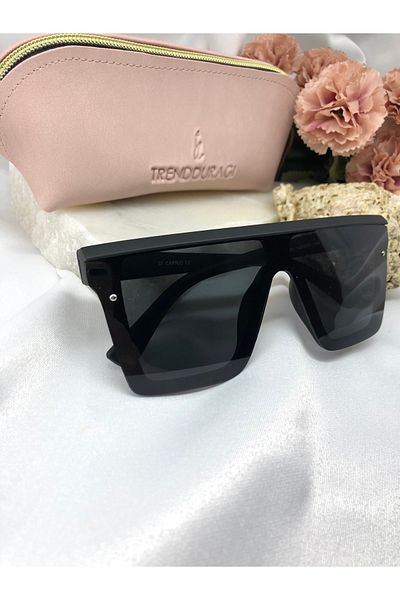 Di Caprio Cloch Rectangle Matte Black Women's Sunglasses