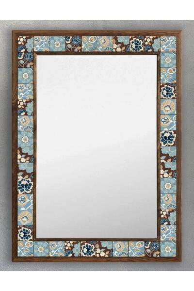 Oscar Stone Decor Ahşap Çerçeveli Mozaik Taş (mermer) Ayna 53 X 73 Cm Seramik...