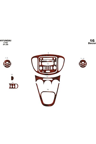 meriç cockpit design ميريتش ®   هيونداي I10 توربيدو امامي مطلي ماهوجني 16 قطع...