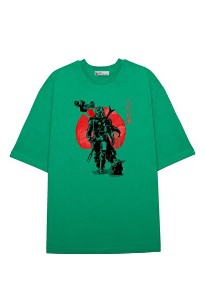 GreenMint تي شيرت كبير الحجم للجنسين من Mandalorian Sunset Ink