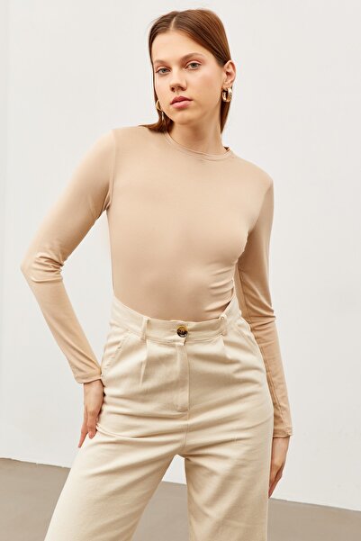 Bipantolon Дамски кремав боди с кръгло деколте