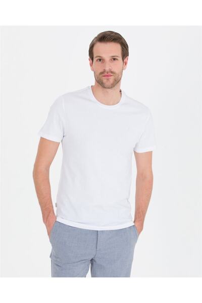 Pierre Cardin Beyaz Slim Fit Bisiklet Yaka Basic T-shirt