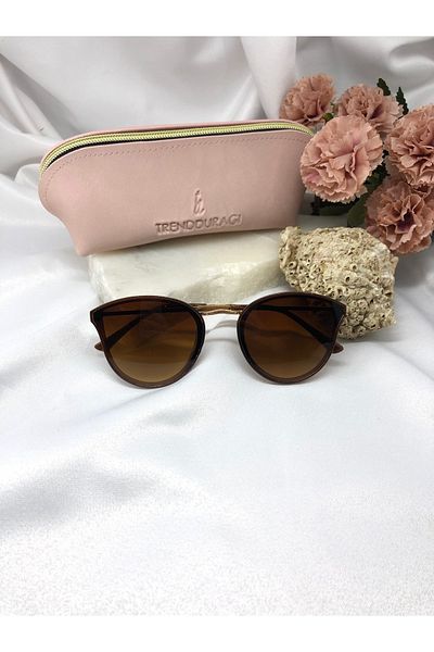 Di Caprio Echo Oval Round Brown Women's Sunglasses