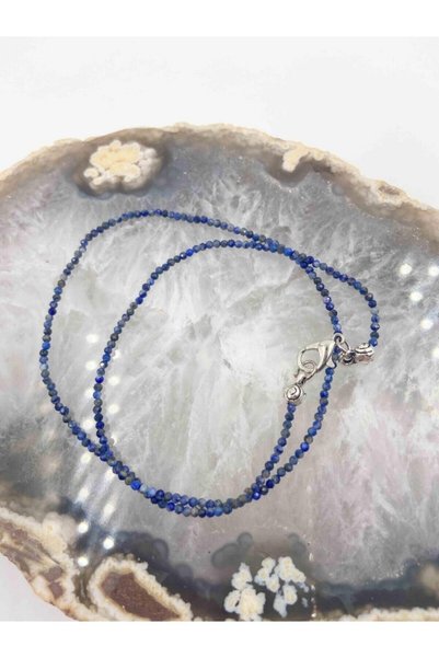 NehirTaş Certified Lapis Lazuli Stone Natural Stone Necklace 2 mm
