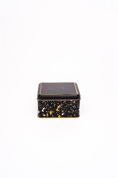 EVLE Er026-1h Terrazzo Black Patterned Square Metal Storage Container 16x16 Cm