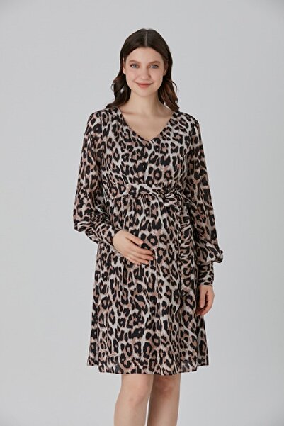 Genel Markalar Hamile Leopar Desenli Elbise